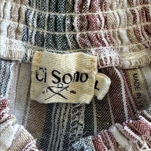 Ci Sono pink blue stripe high rise linen blend  casual wide leg pants size large - Picture 10 of 11